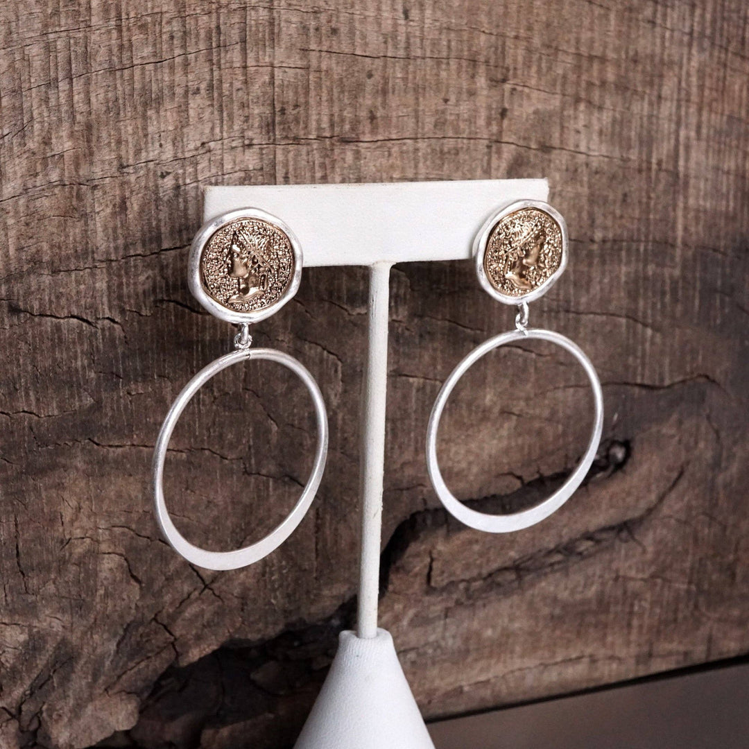 Coin and Hoop Earrings – Silver & Gold