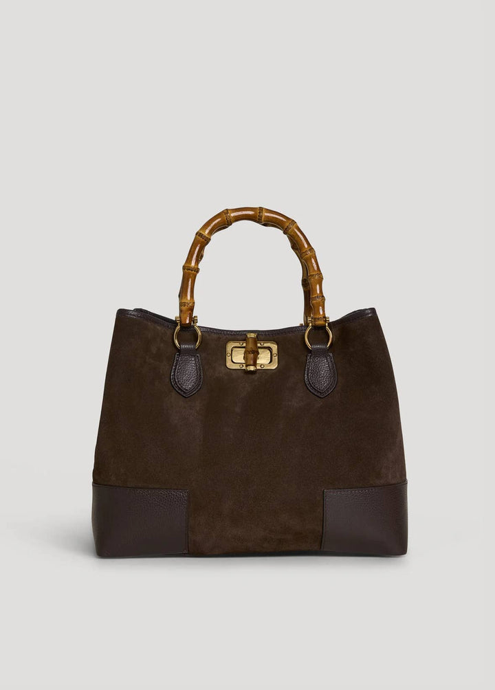 Handbag Italian Suede Leather: Nero