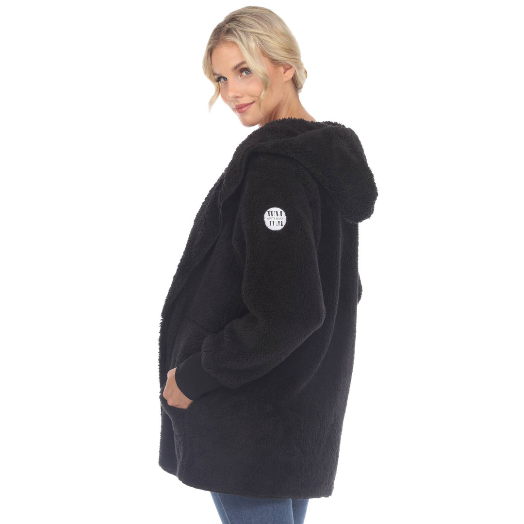 Plush Hooded Cardi: Black / L/XL