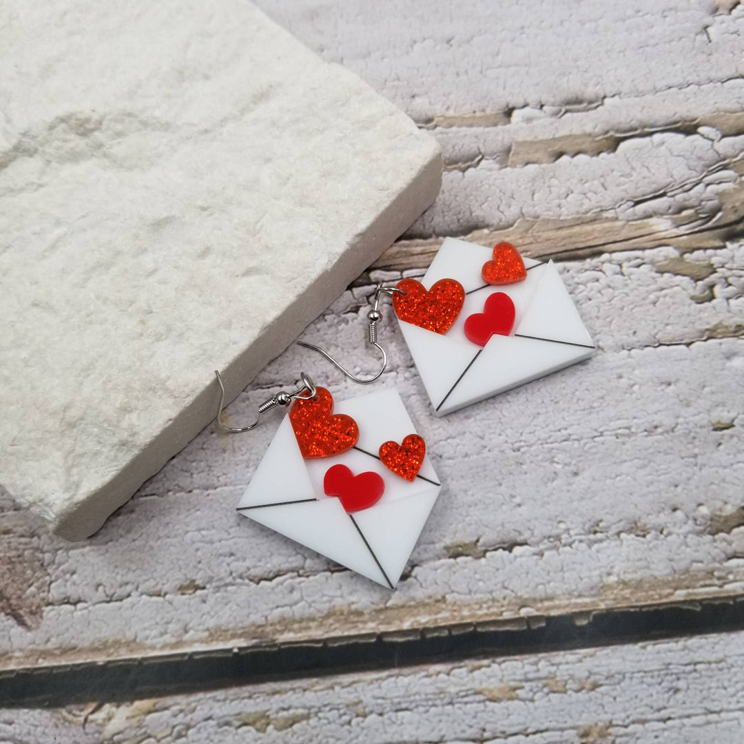 SMS Envelope Heart Earrings