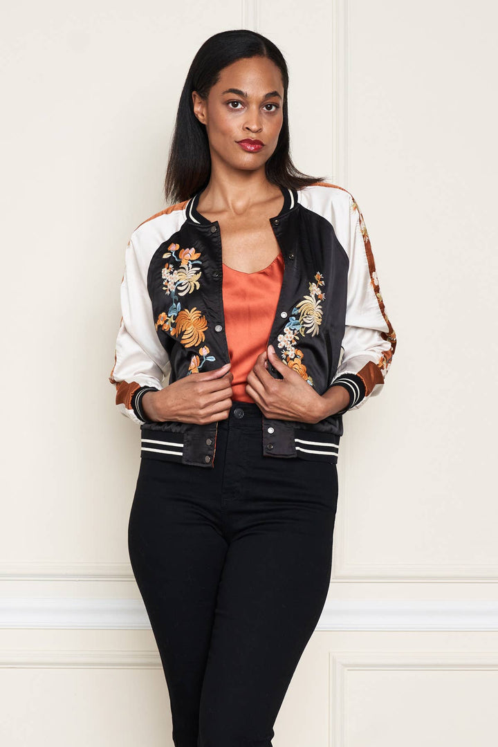 Reversible Satin Rust Jkt: Blk/ S