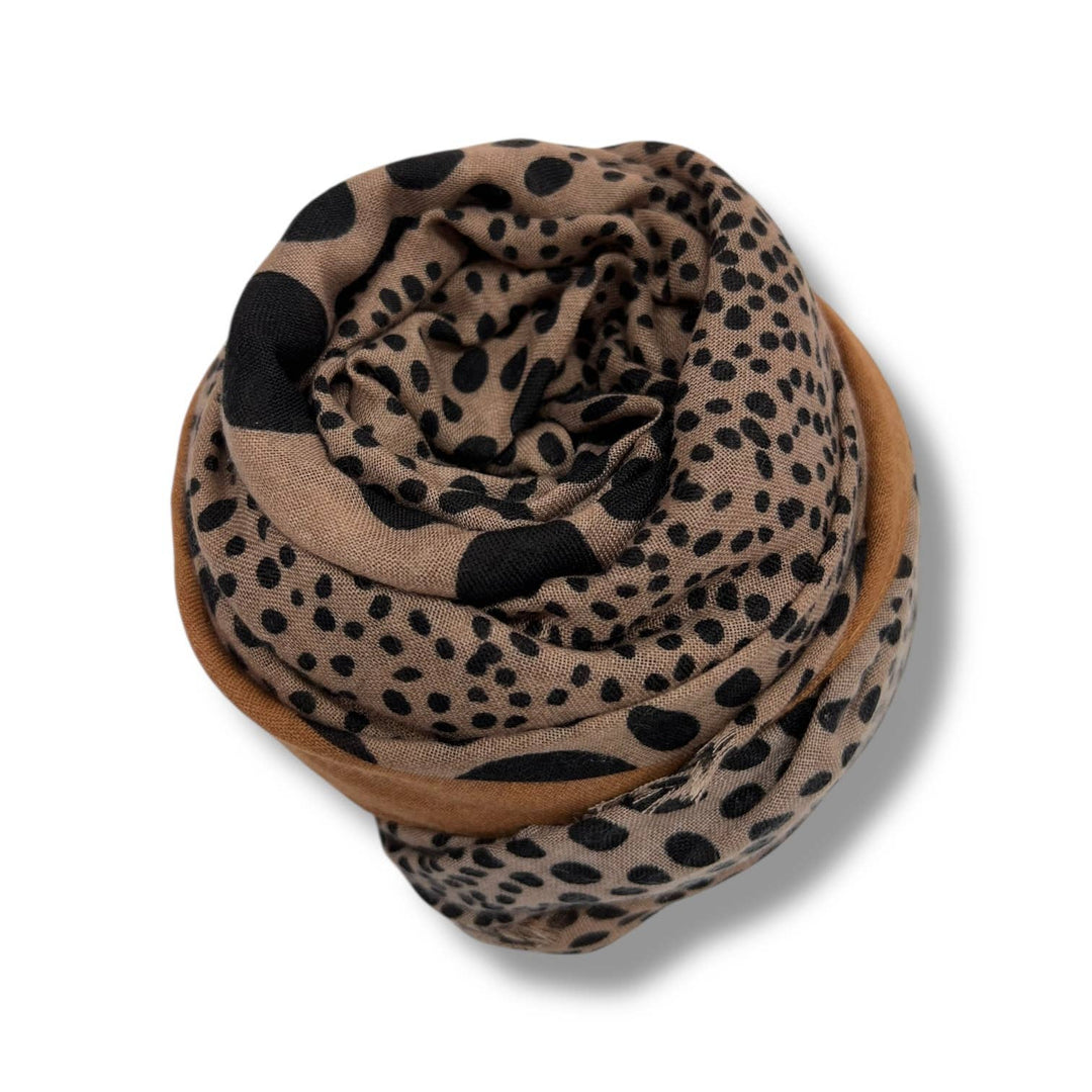 Leopard dots print scarf : Mocca