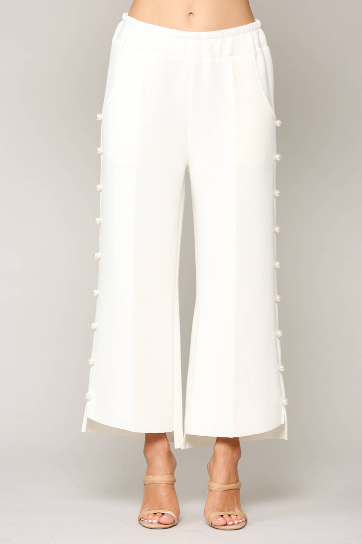 Farrah French Scuba Pant: White / M