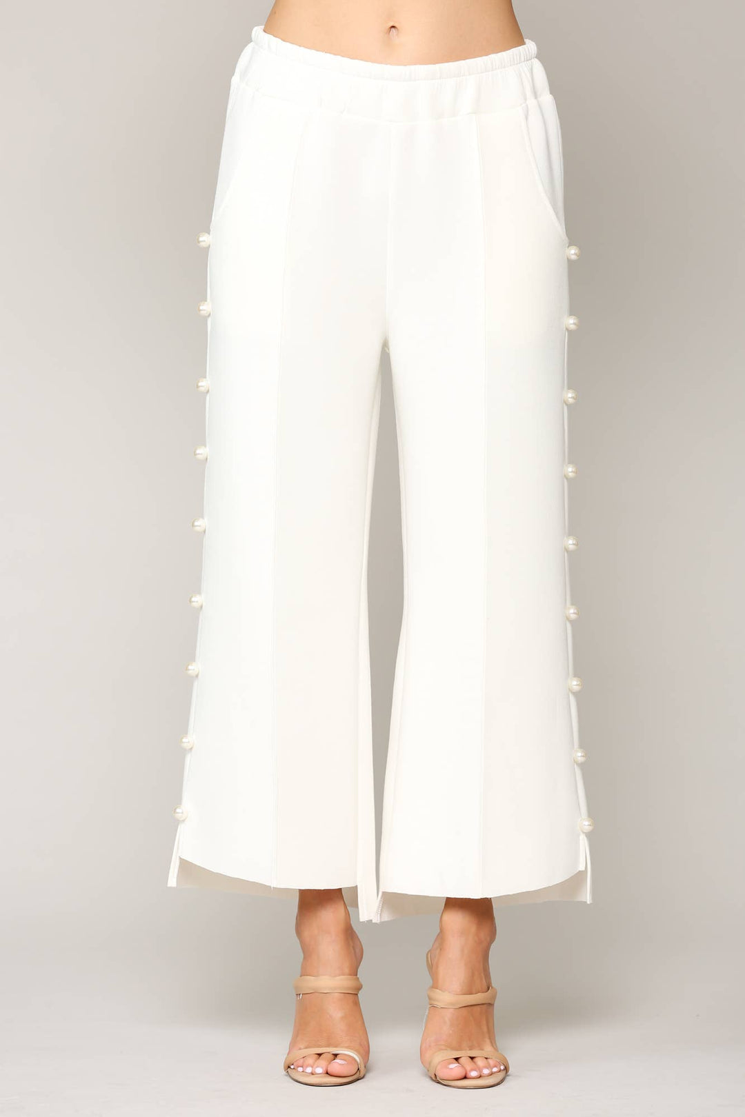 Farrah Scuba Pearl Pant: White / L
