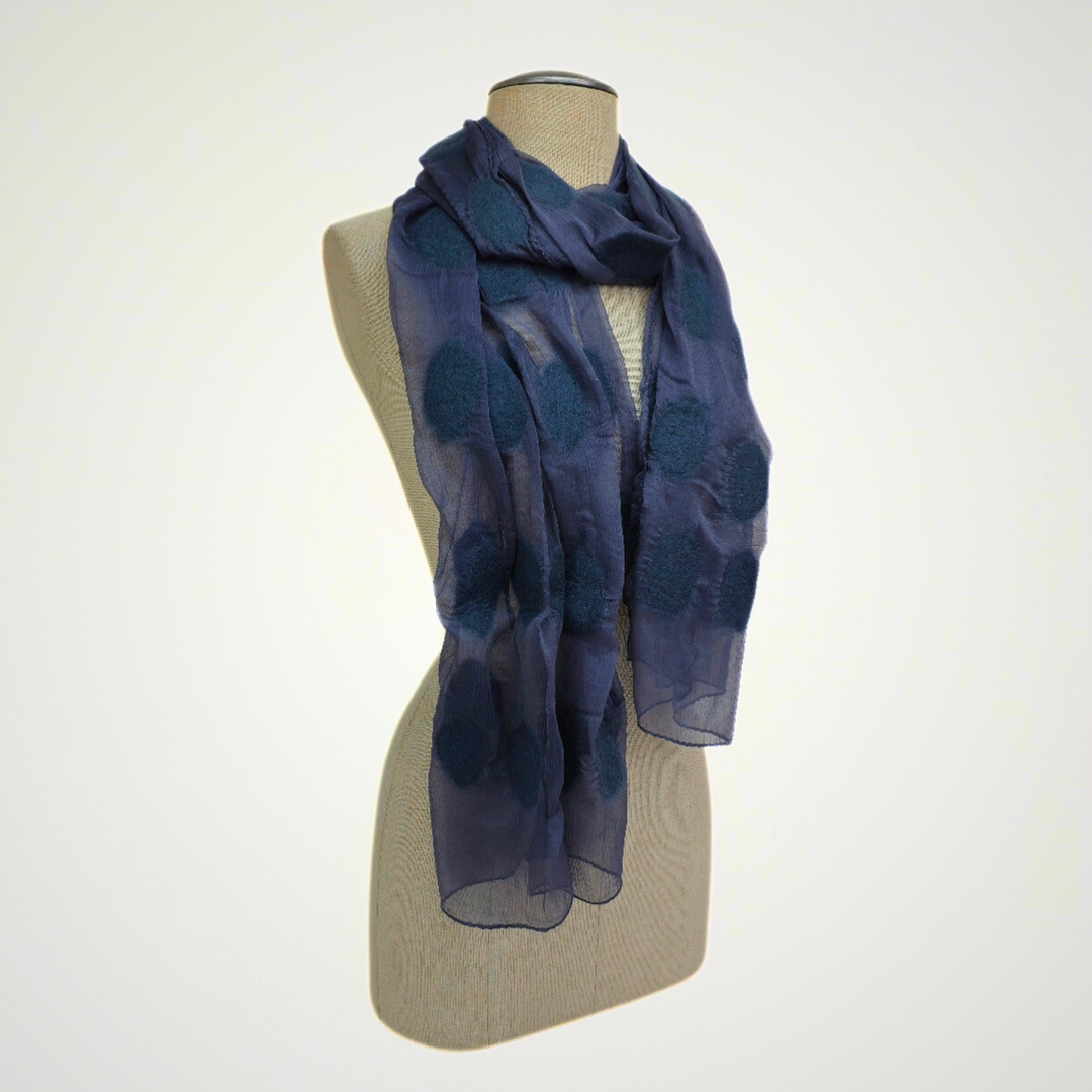 Prussian Blue Polka Dotted Scarf