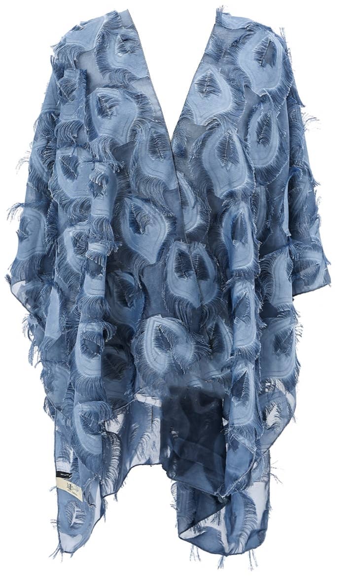 Elegant 3D Feather Fringe Eyelash Kimono/Cover-Up: Brown