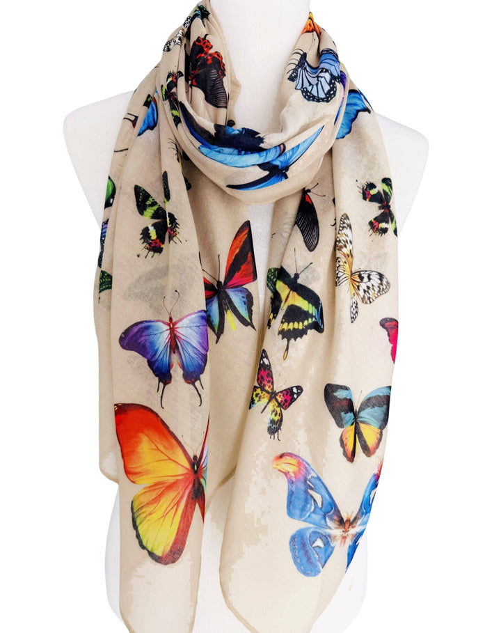 Multicolor Butterfly Scarf: Brown