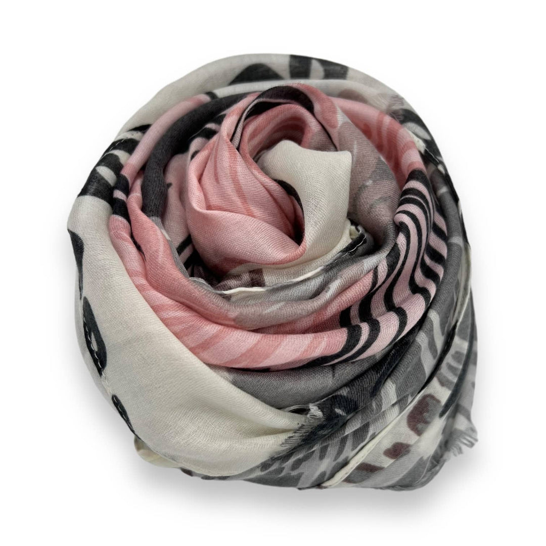 Big flower printed scarf: Hot Pink