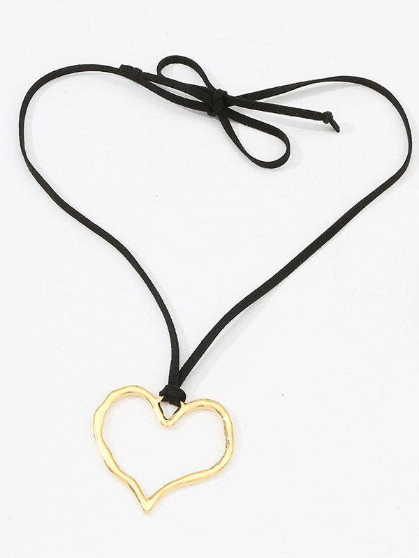 Heart Shape Hollow Necklaces Accessories: GOLD / One_size