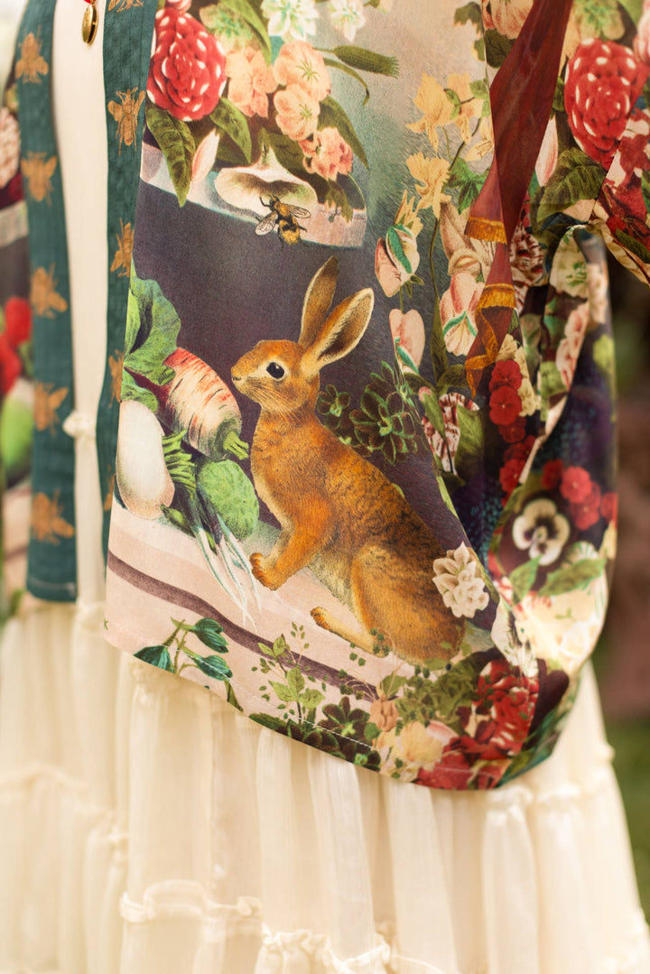 Cropped Kimono w/ Rabbits and Bees