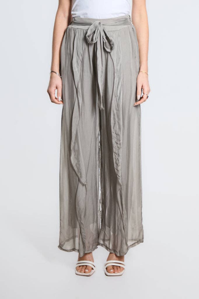 Wrap Front Silk Pant (PL214):Black
