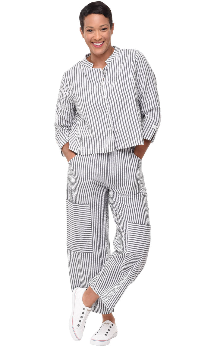 Tulip Clothing - CV1115 Roxanne Pant in Murphy Seersucker Stripe*: XS