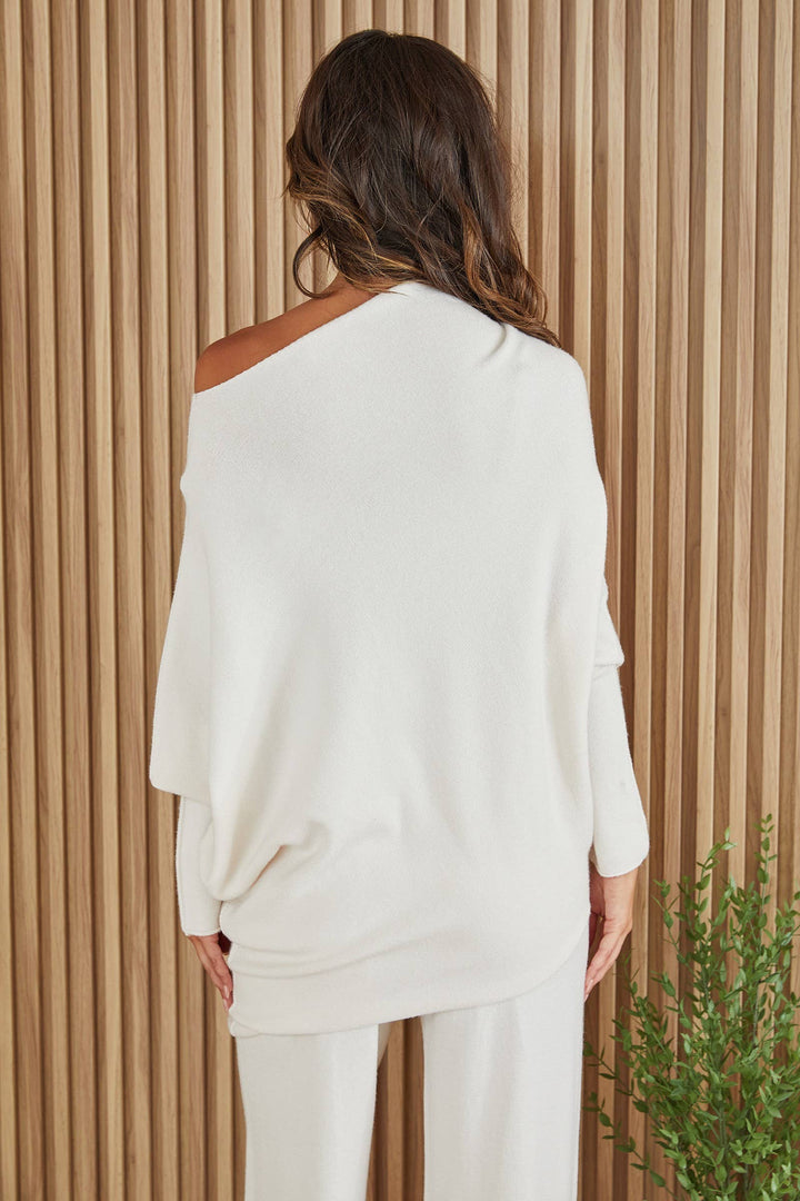 ASYMMETRICAL SWEATER IVORY): S/M