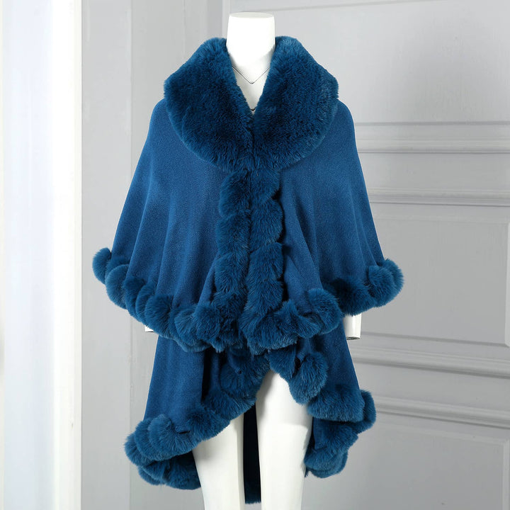 PEACH ACCESSORIES - PE371 Double layer faux fur trimmed capes: Raspberry