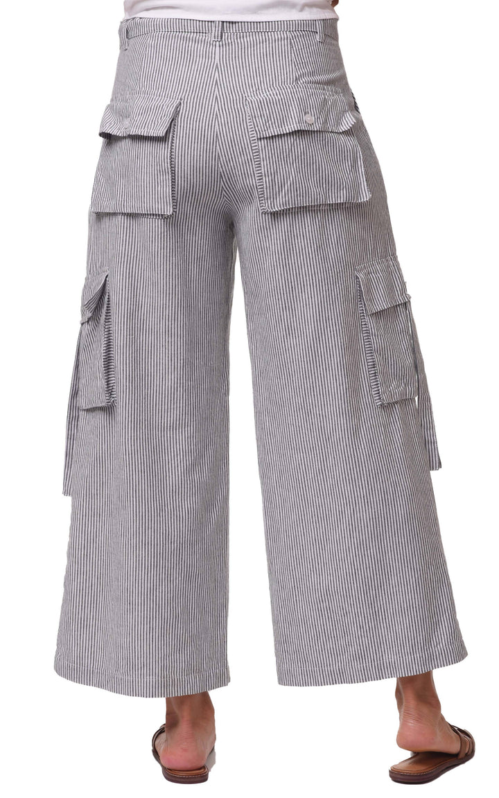 Tulip Clothing - CV1086 Calista Cargo Pant in Ticking Stripe*: M