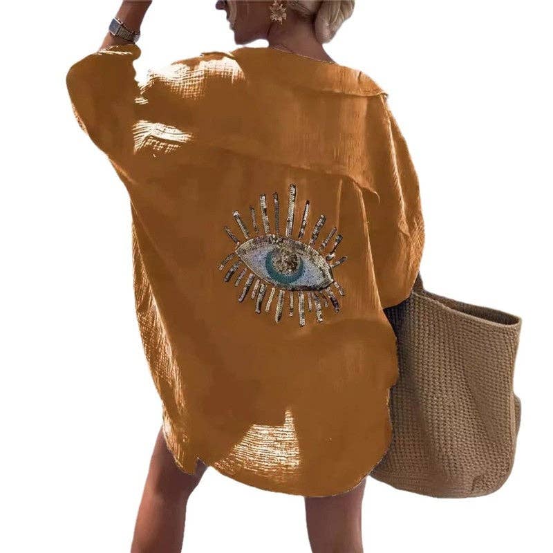 L/S Eye Shirt: WHITE / L