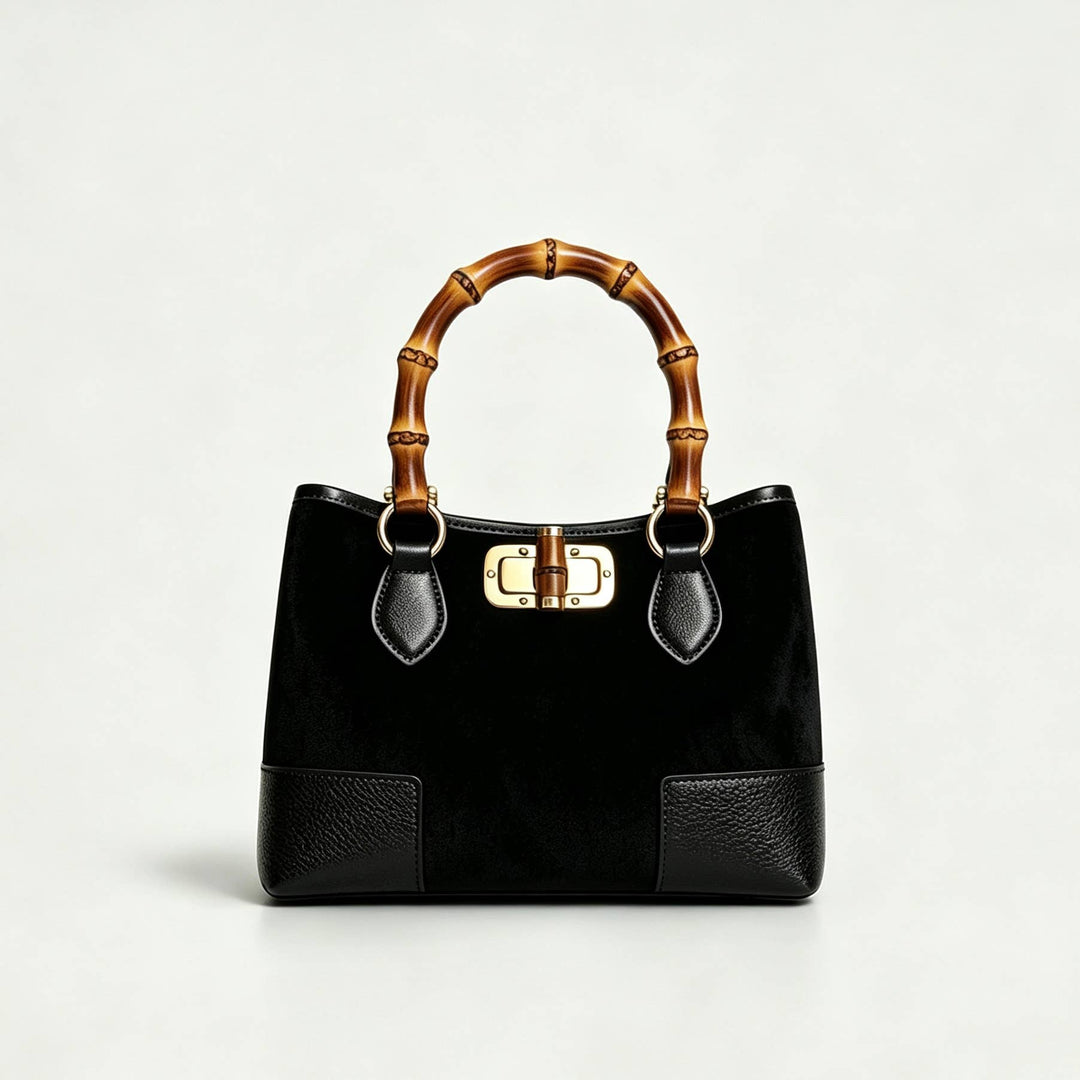 Suede Bag leather bamboo : Borgogna