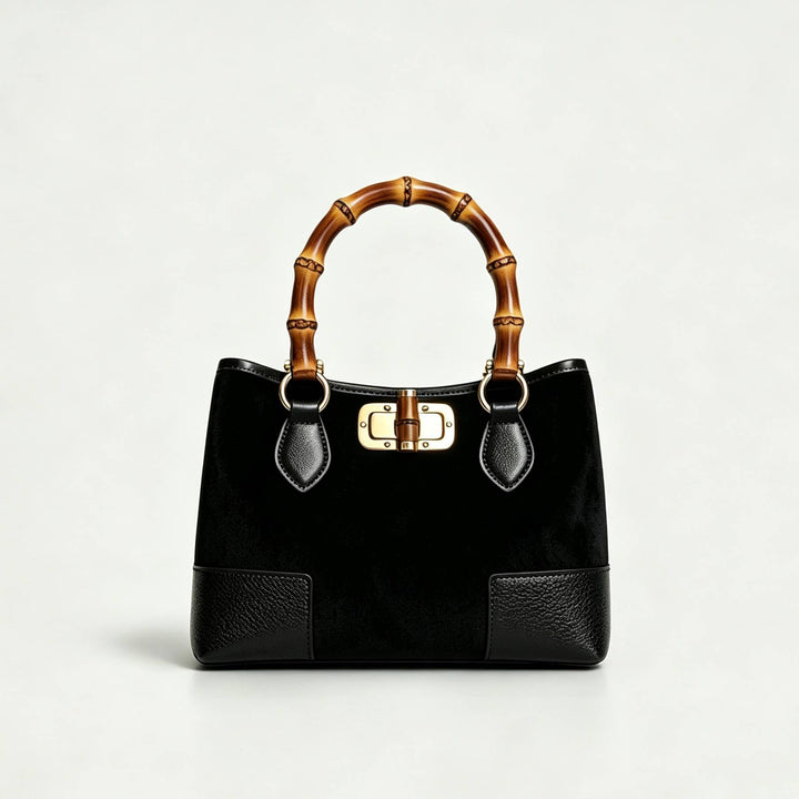 Suede Bag leather bamboo : Borgogna