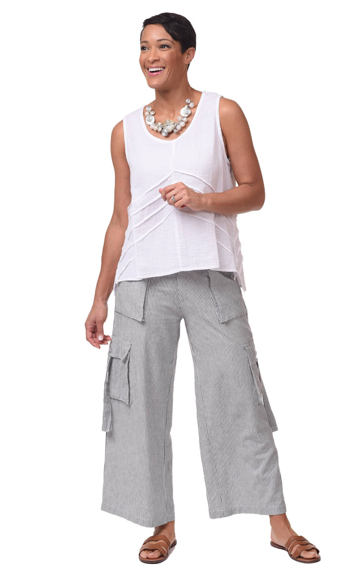 Tulip Clothing - CV1086 Calista Cargo Pant in Ticking Stripe*: M