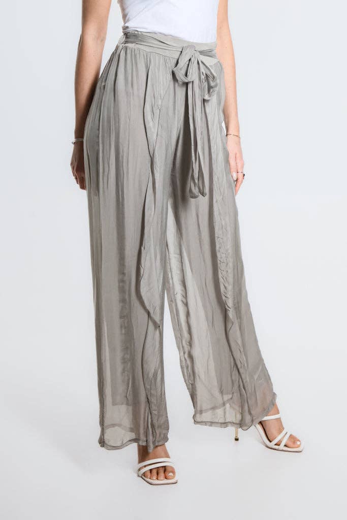 Wrap Front Silk Pant (PL214):Black