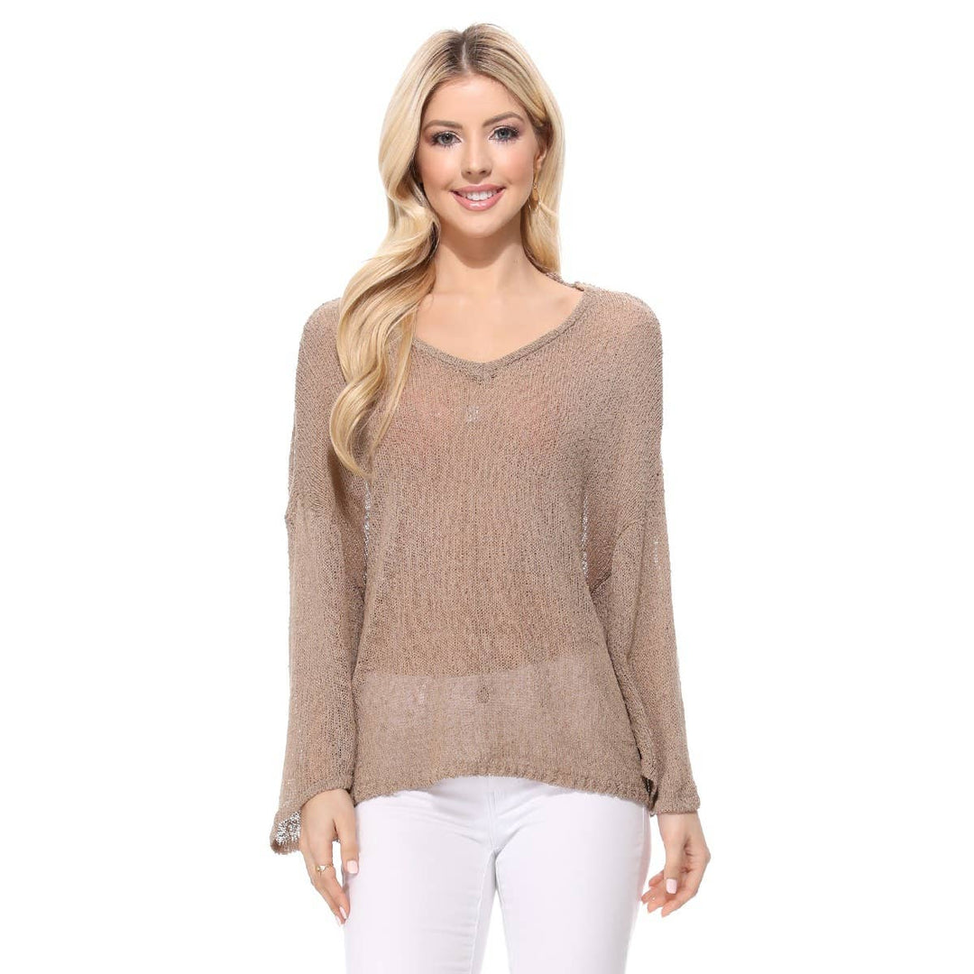V-Nk Knit Top MK3662: BLUSH / M