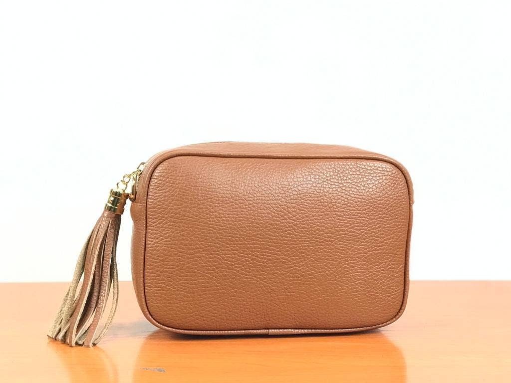 Genuine Leather Bag Tassel: Camel