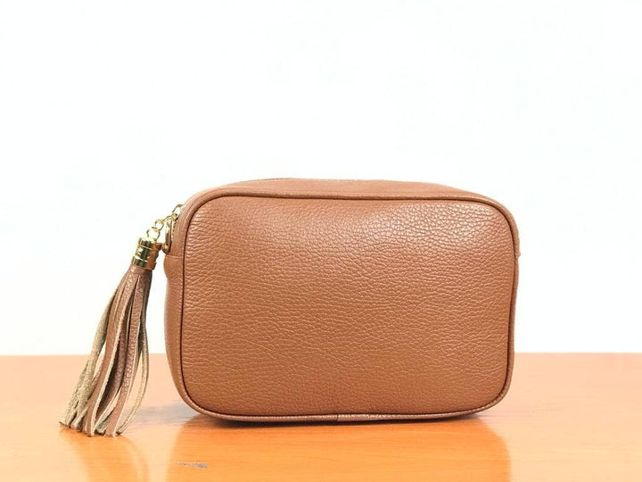 Genuine Leather Bag Tassel: Camel