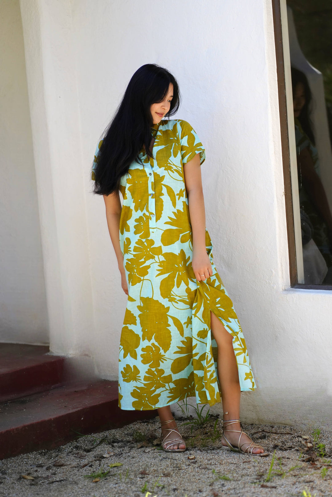 Cotton Dress Turquoise Olive: XL