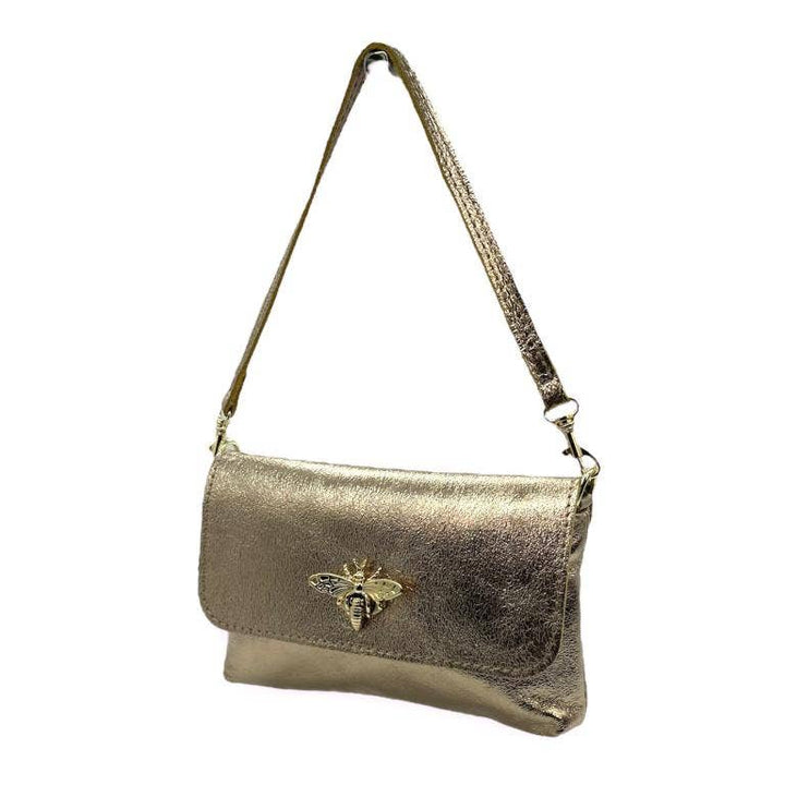 Leather Bag with Bee: Black
