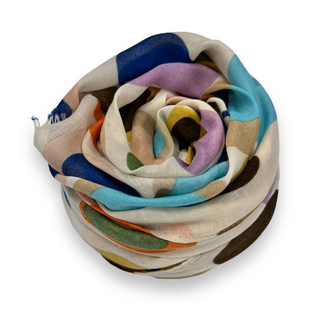 Retro style dots scarf : White
