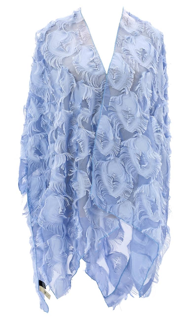 Elegant 3D Feather Fringe Eyelash Kimono/Cover-Up: Purple