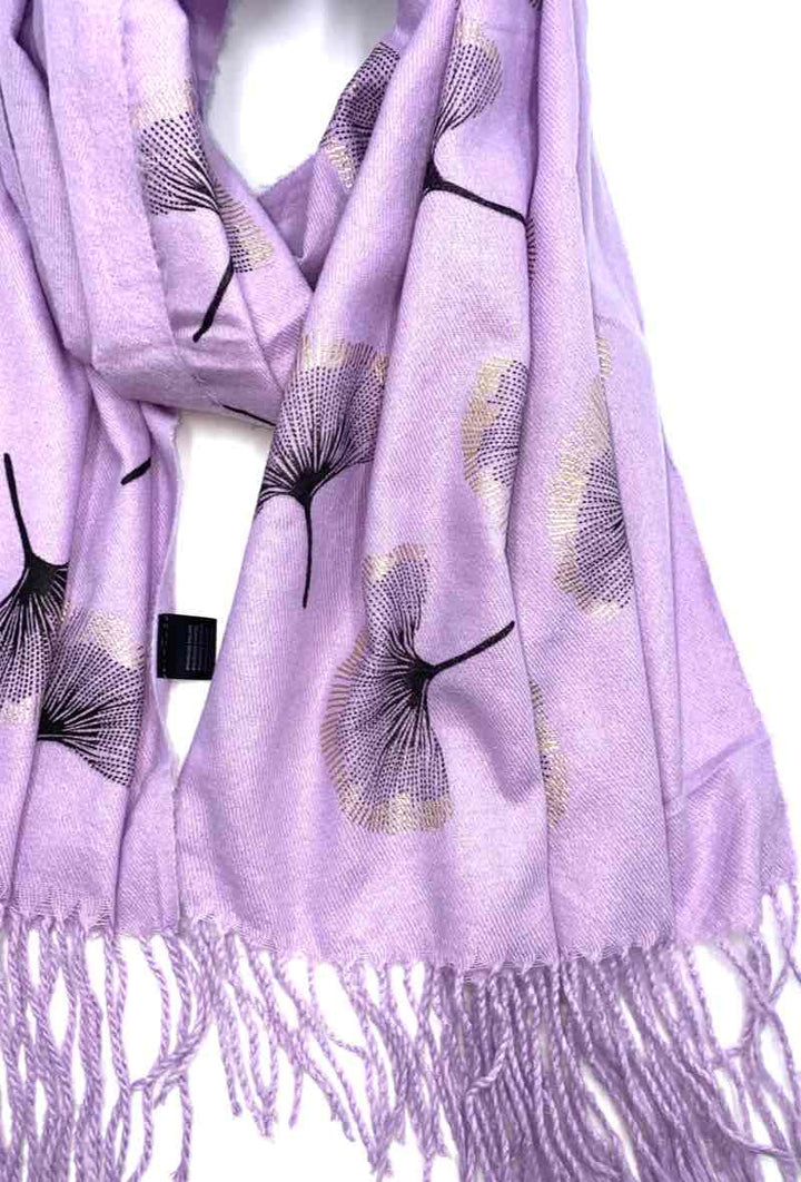 Gingko Leaf Pattern Soft Scarf: Ruddy