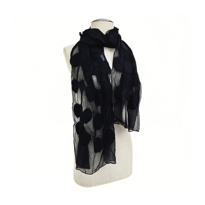Polka Dot Soft Scarf: Black