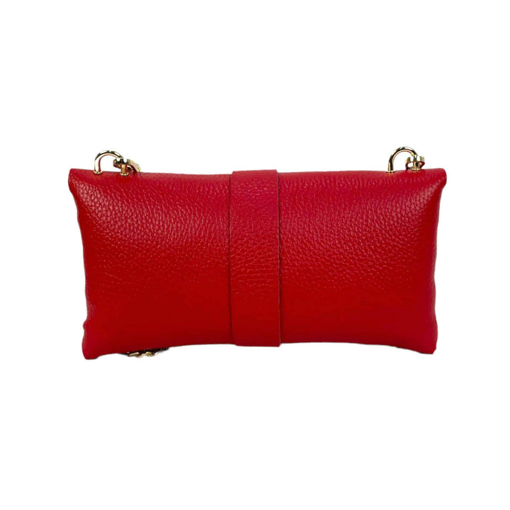 Grain Leather Bag with Dragonfly Clasp: Coral