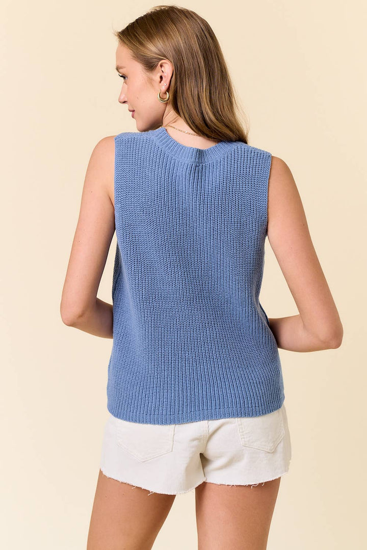 BEACH SWEATER TANK TOP: LT.BLUE / L