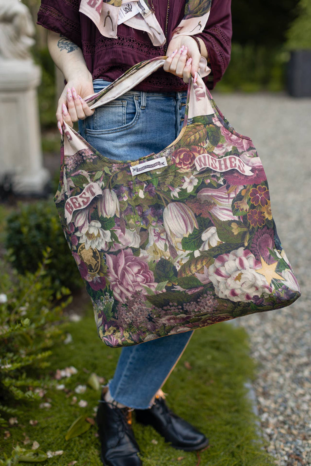 Make a Wish Floral  Linen Tote Bag /Dandelion