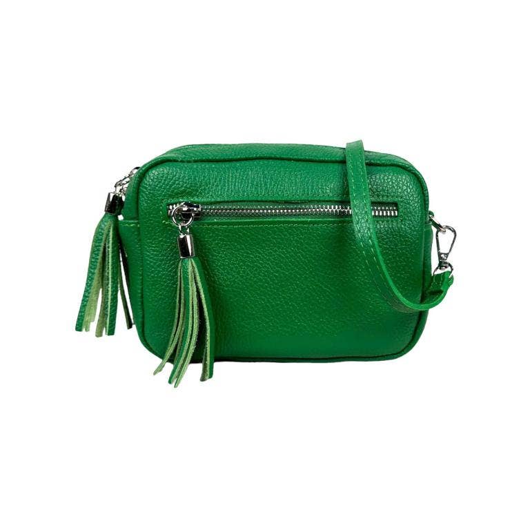 Leather shoulder bag with fringes: Toupe