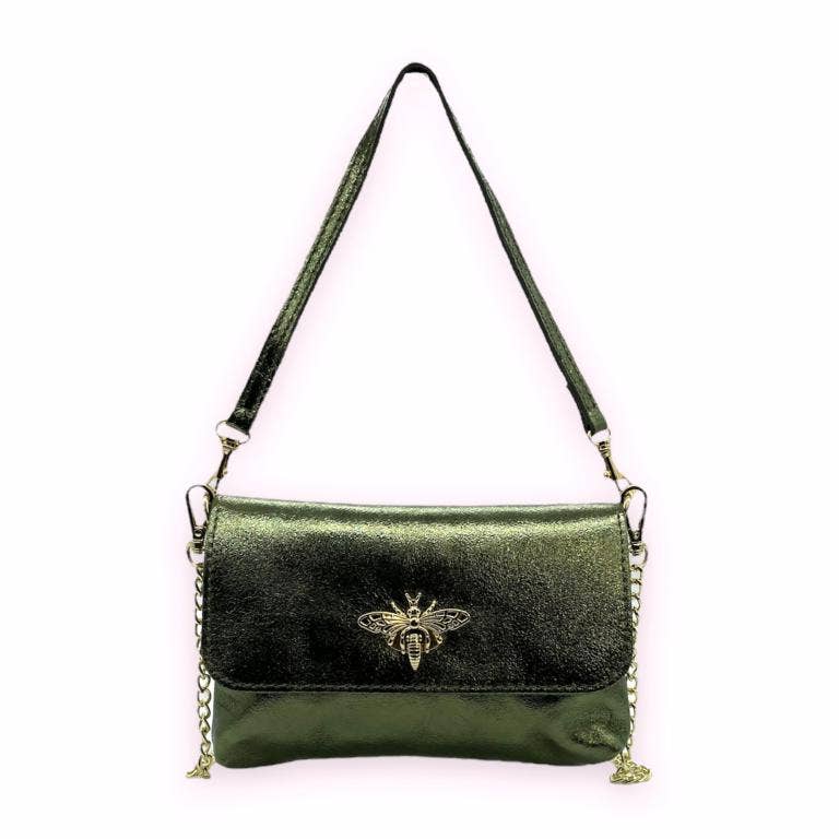Leather Bag with Bee: Black
