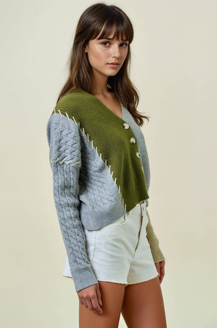 CARDIGAN - 1723C: OLIVE / L