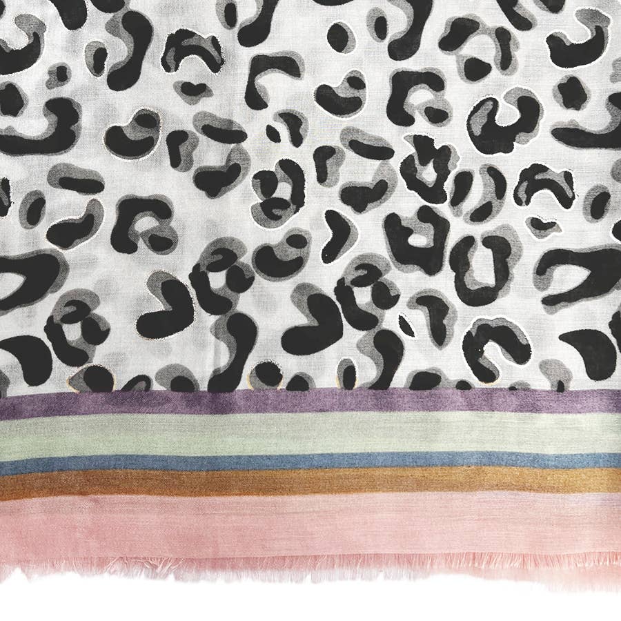 Leopard print with colourful border line: Blue