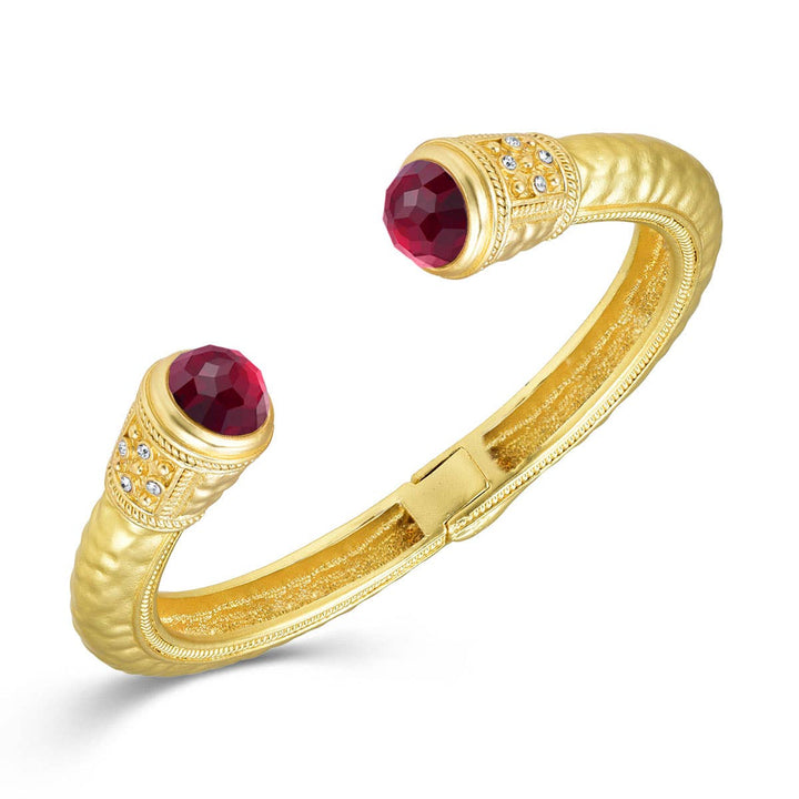Gold Hammered Stone End Bangle: Blue