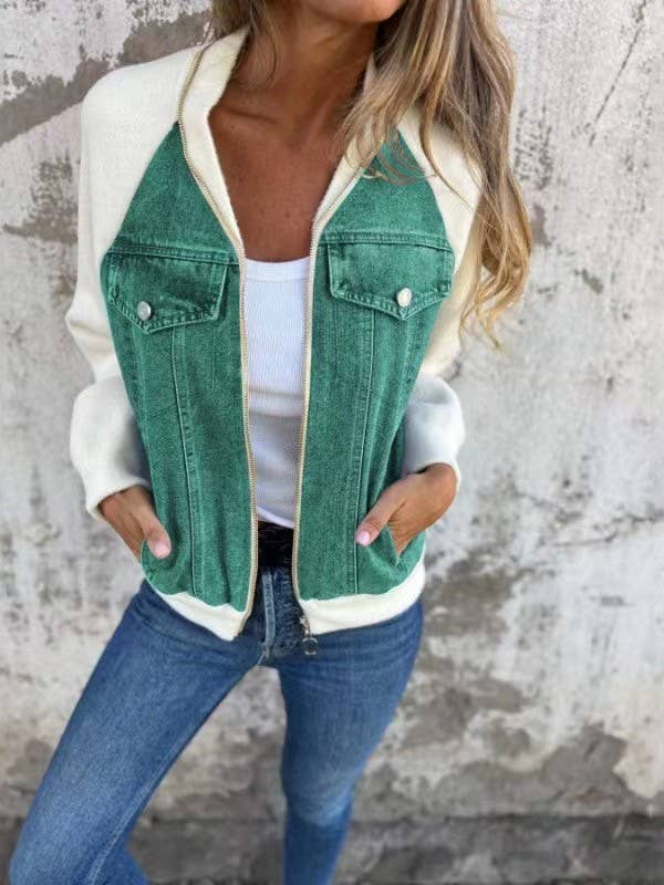 Zip up denim JKT: Grey / S