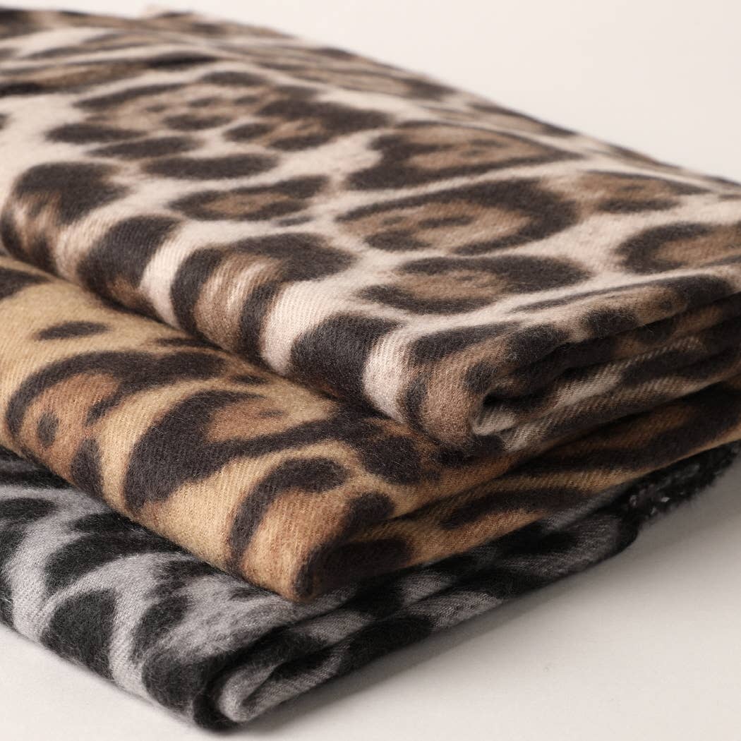 Leopard Animal Print Cashmere Feel Scarf