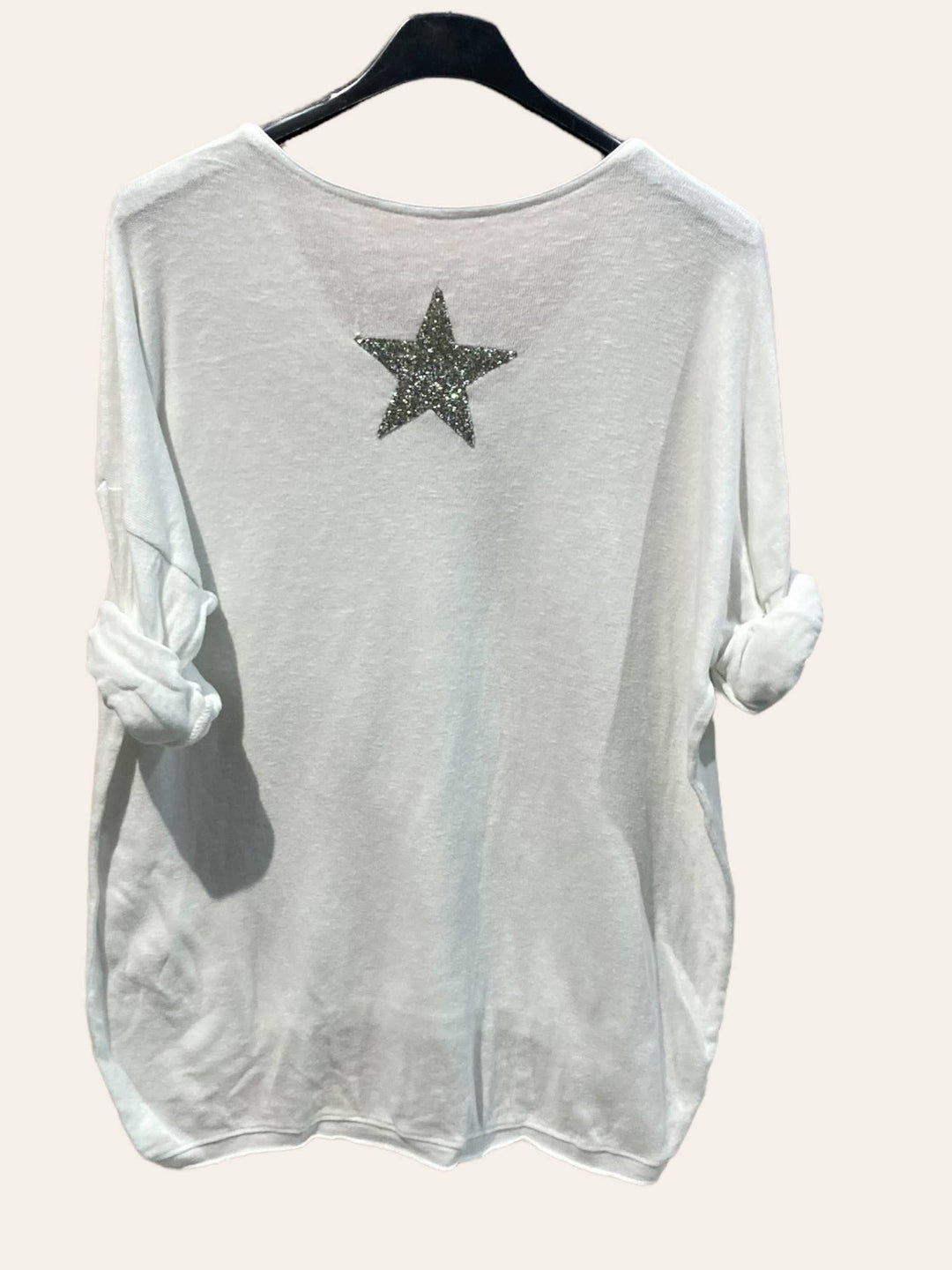 Cotton top with a rhinestone star : JEAN BLUE