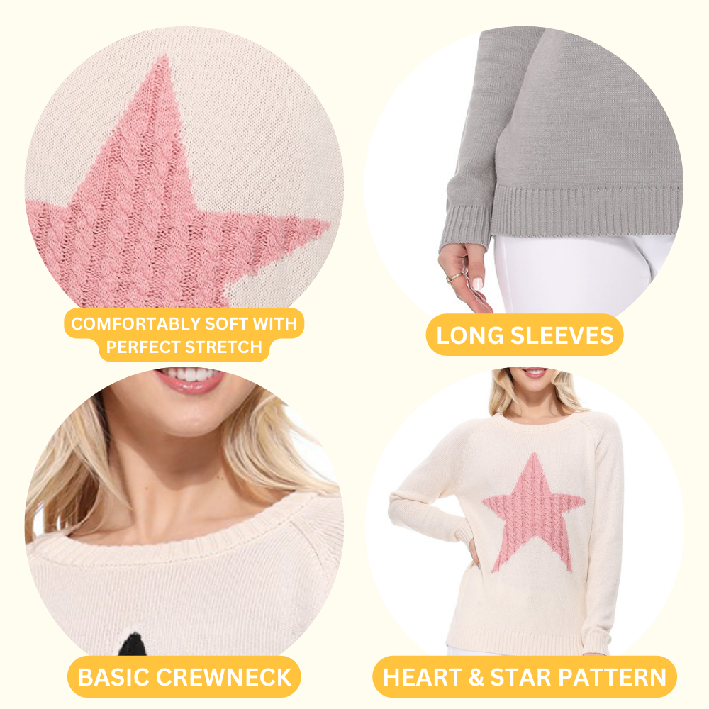 Star Sweater MK3506STAR: OATMEAL/BLACK / M