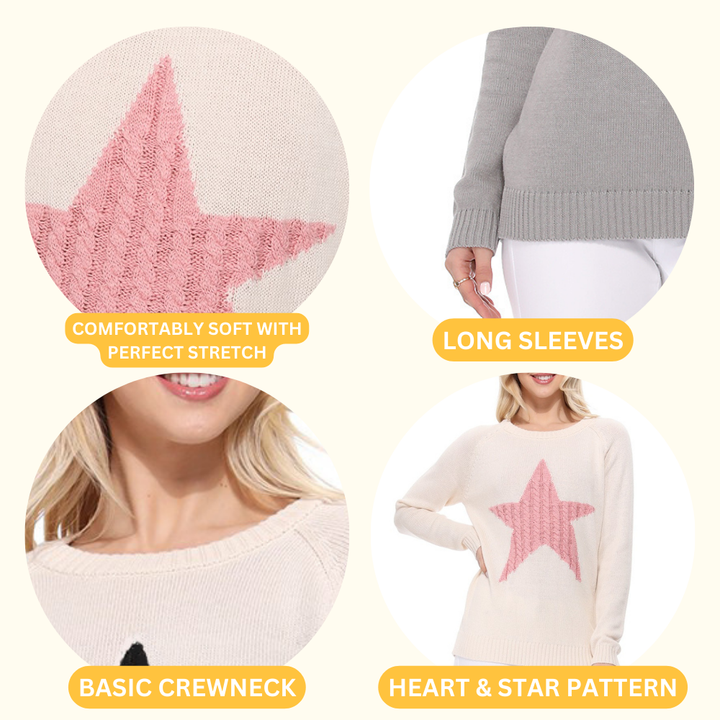 STAR SWEATER: GREY/IVORY / M