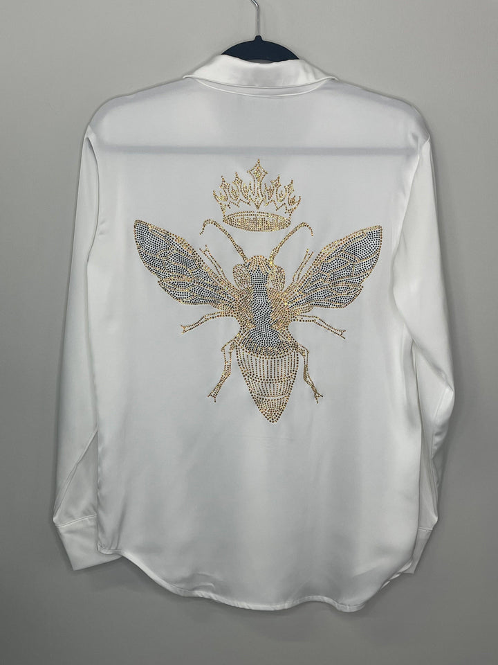 Shirt, Silky Ivory, Gold Queen Bee X-Large
