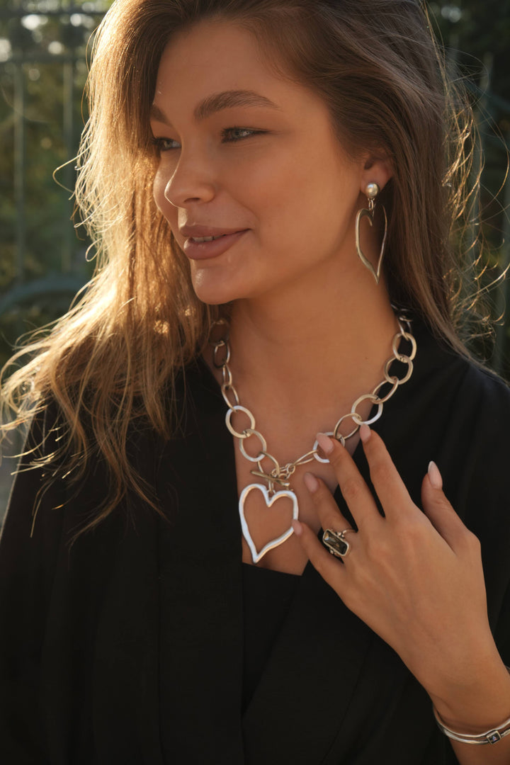 Handmade Heart Pewter Neck - 3860