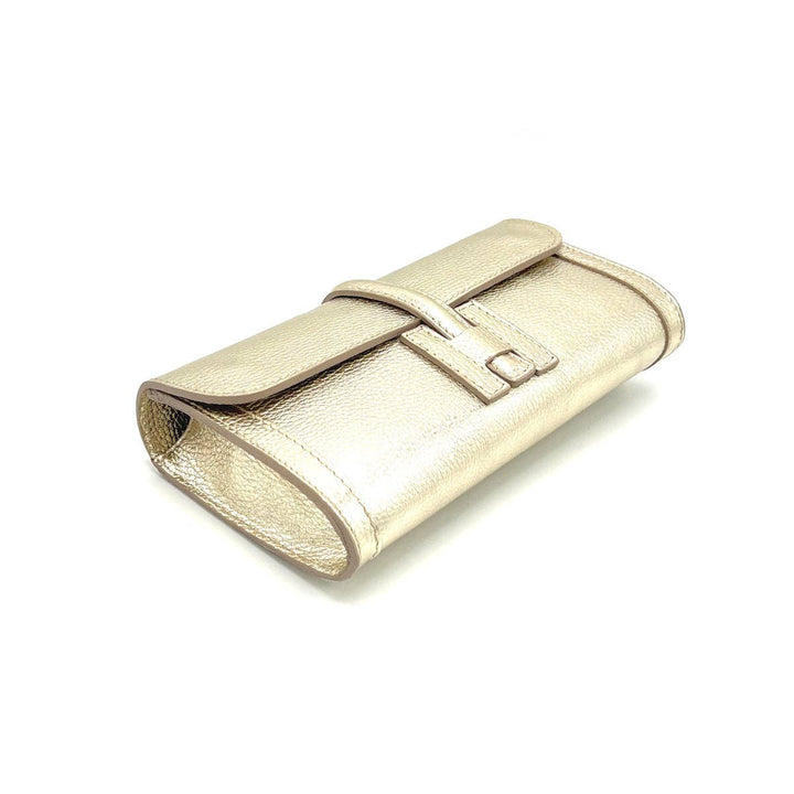 Leather clutch, Made in Italy,112532: Camel