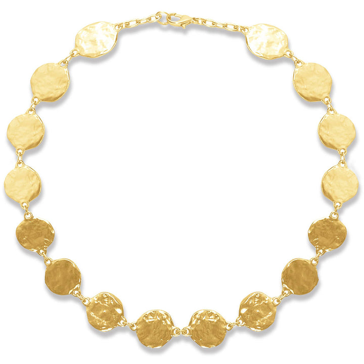 Textured coin layering collar necklace: Gold